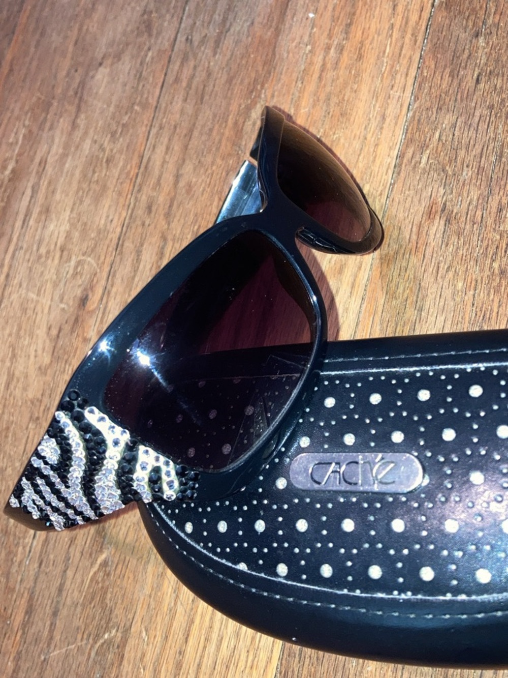 Cache Black Sunglasses with Crystal Accent
